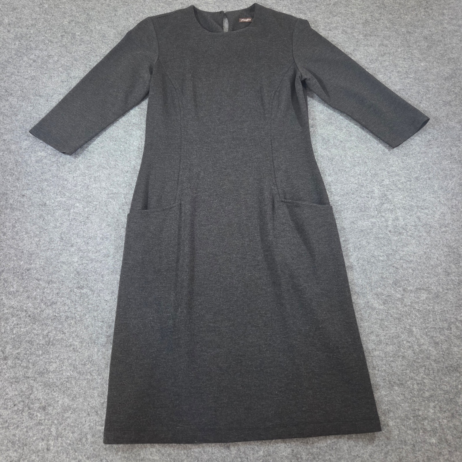 J.Mclaughlin Gray Ponte Knit 3/4 Sleeve Sheath Dress With Pockets Size S